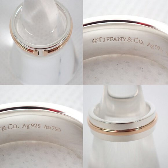 TIFFANY/ 925/750 T TWO combination narrow ring size 9 - Picture 9 of 9